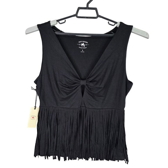 Womens Idyllwind Pennington Faux Suede Twisted Fringe Top Sleeveless V Neck L - Picture 1 of 9